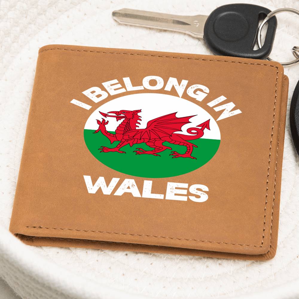 Graphic Leather Wallet, I Belong In Wales, Welsh Gifts