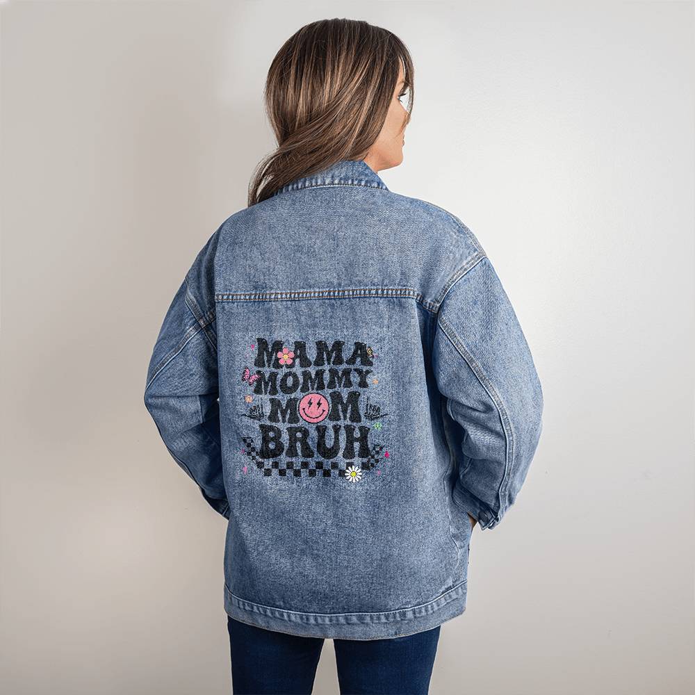 Oversized Women's DTG Denim Jacket, Mam, Mammy, Mommy, Mom, Wife, Mothers Day