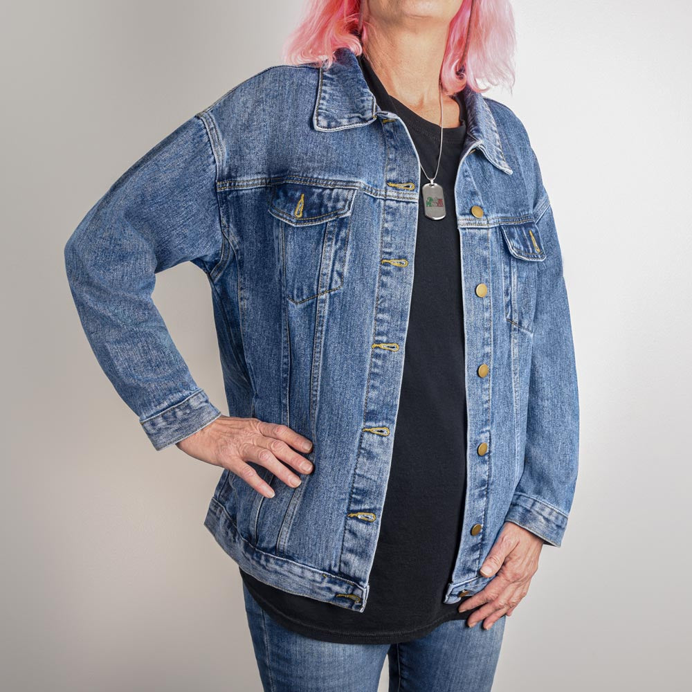 Oversized Women's DTG Denim Jacket, Mam, Mammy, Mommy, Mom, Wife, Mothers Day