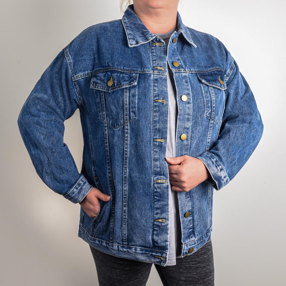Oversized Women's DTG Denim Jacket, Mam, Mammy, Mommy, Mom, Wife, Mothers Day