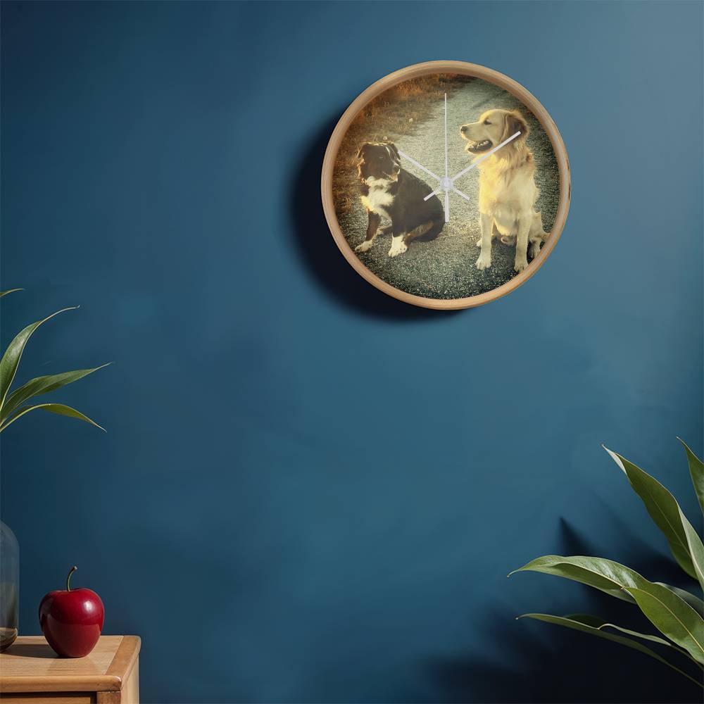 Wall Clock, Color Rimmed, Clock Face, Doggies Picture