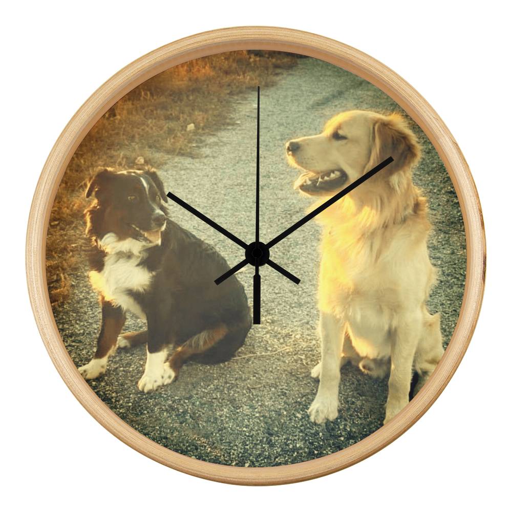 Wall Clock, Color Rimmed, Clock Face, Doggies Picture