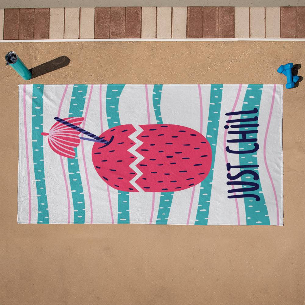 Beach Towel-Just Chill and Fruit Drink