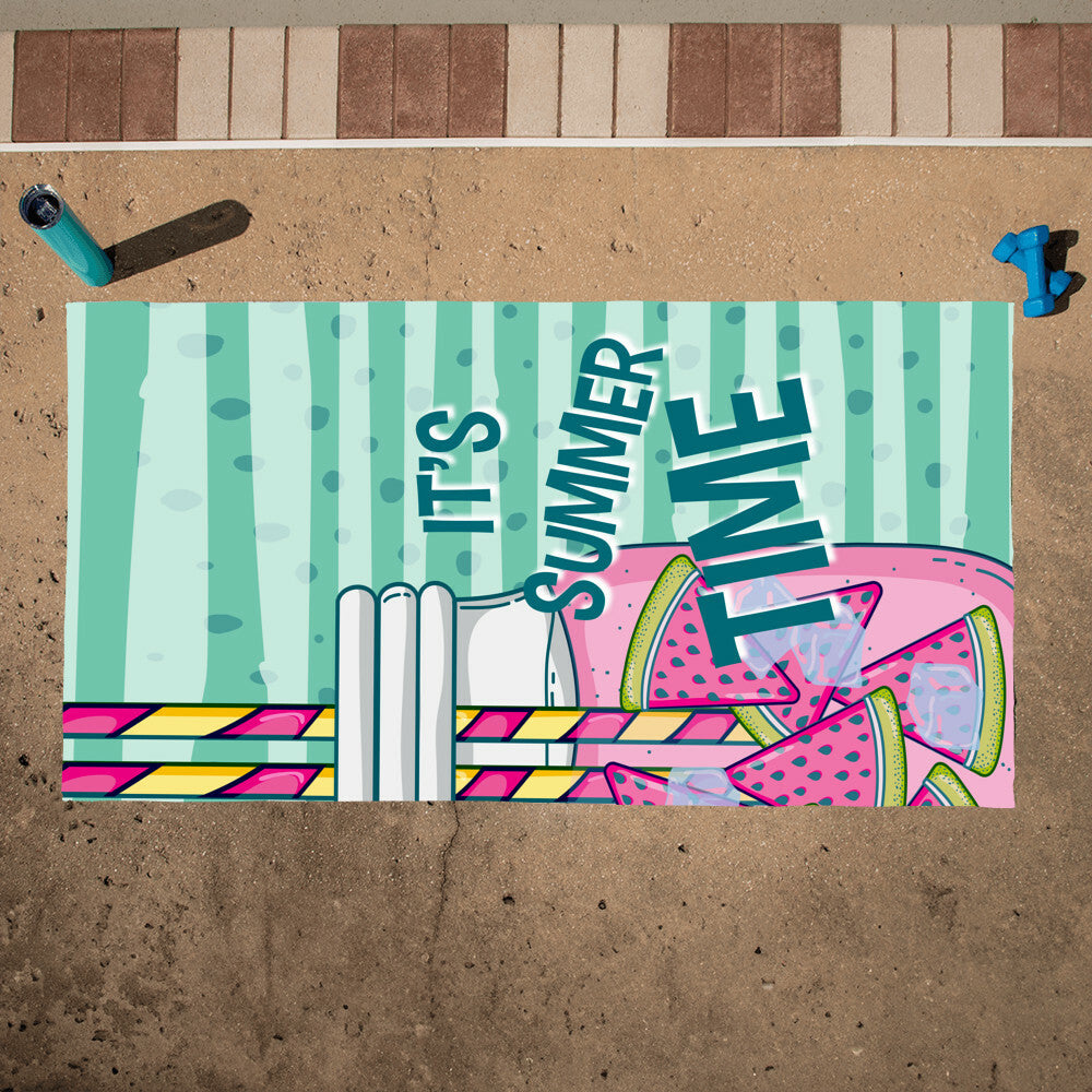 Beach Towel-Its Summer Time Drink and A Straw