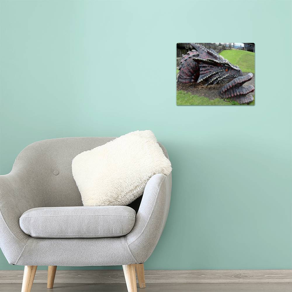 Welsh Dragon, Wood Carved , Metal Wall Art Print, Landscape