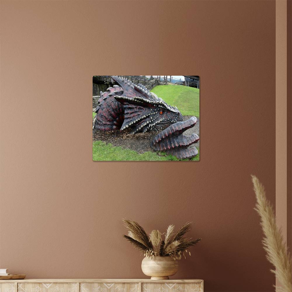 Welsh Dragon, Wood Carved , Metal Wall Art Print, Landscape