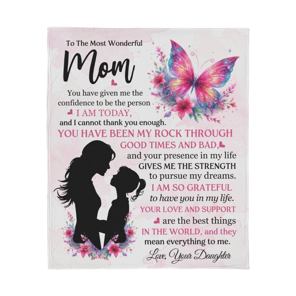 To The Most Wonderful Mom, Jersey Fleece Blanket, Mother's Day