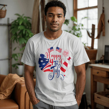 Happy 4th July Flags-Bella + Canvas 3001 Unisex-Jersey Tee Front Print