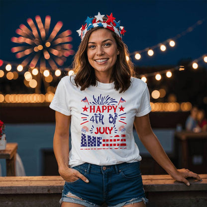 Happy 4th America-Bella Canvas + 3001 Unisex-Jersey Tee Front Print