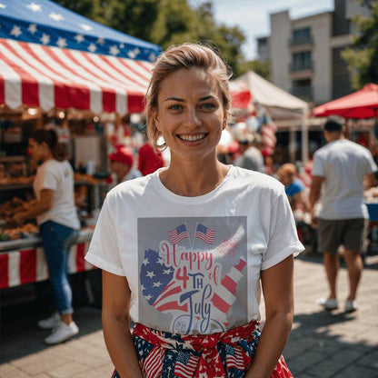 Happy 4th July Flags-Bella + Canvas 3001 Unisex-Jersey Tee Front Print