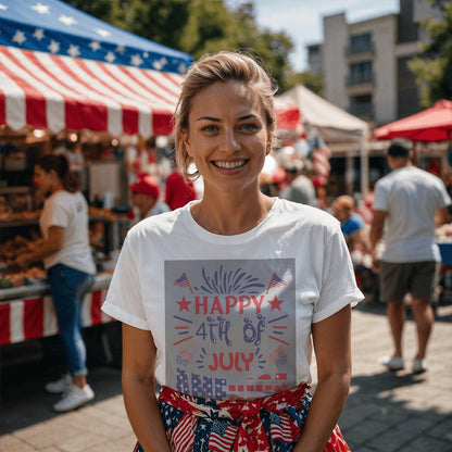 Happy 4th America-Bella Canvas + 3001 Unisex-Jersey Tee Front Print