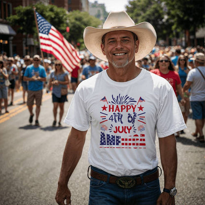 Happy 4th America-Bella Canvas + 3001 Unisex-Jersey Tee Front Print