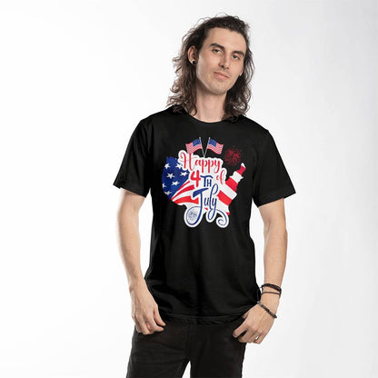 Happy 4th July Flags-Bella + Canvas 3001 Unisex-Jersey Tee Front Print