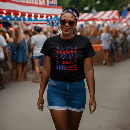 Happy 4th America-Bella Canvas + 3001 Unisex-Jersey Tee Front Print