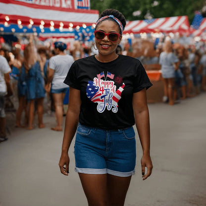 Happy 4th July Flags-Bella + Canvas 3001 Unisex-Jersey Tee Front Print