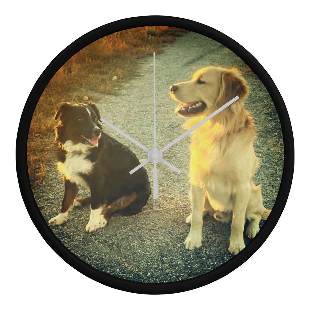 Wall Clock, Color Rimmed,  Clock Face, Doggies Picture