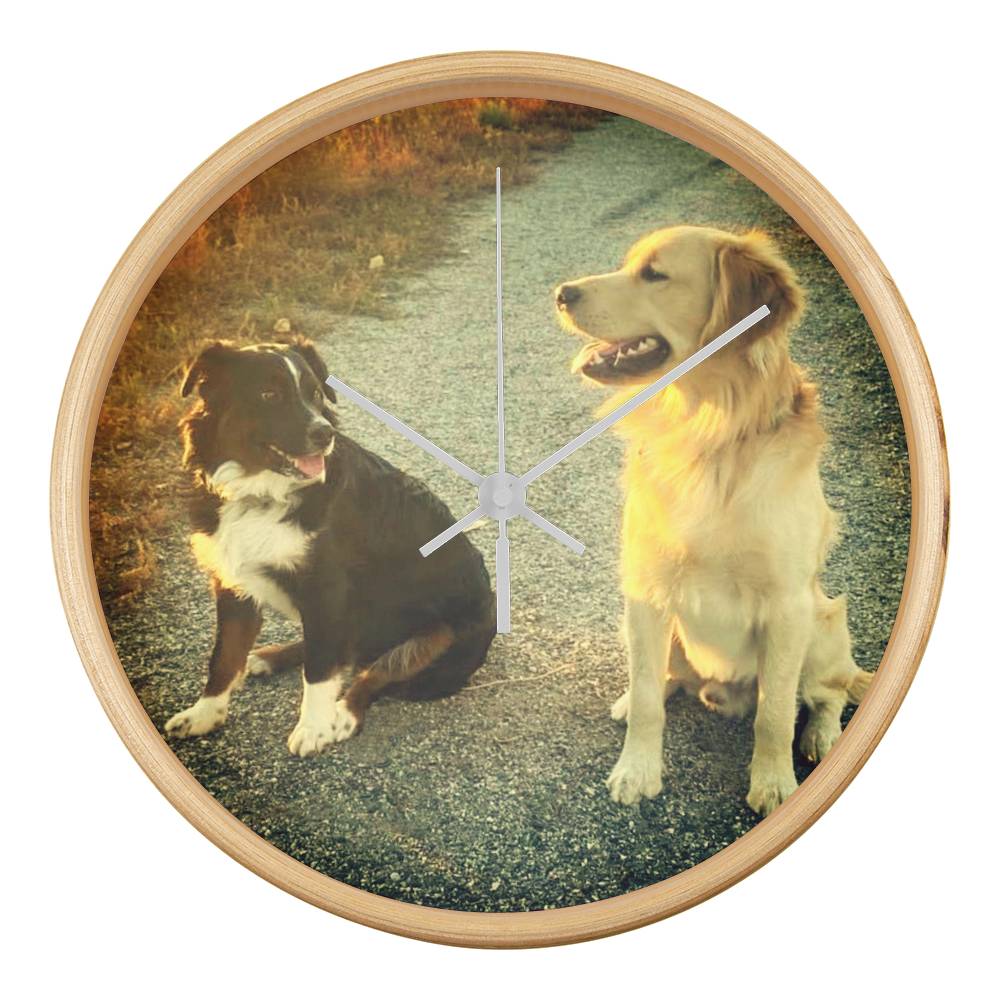 Wall Clock, Color Rimmed,  Clock Face, Doggies Picture