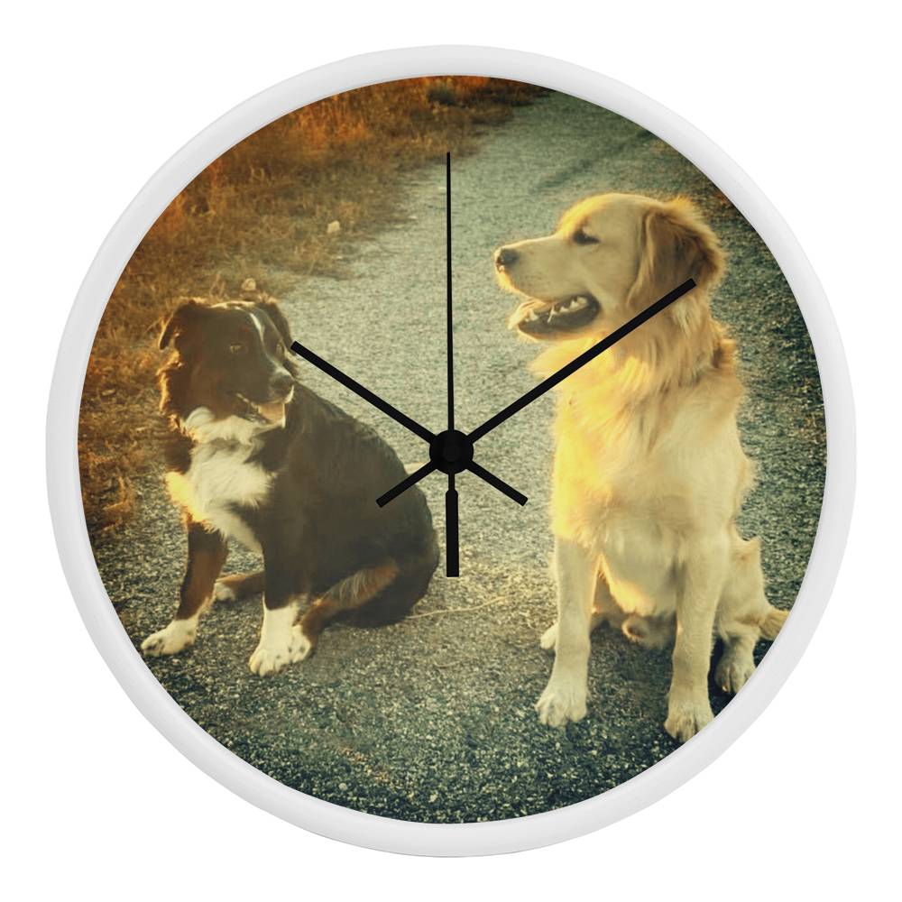 Wall Clock, Color Rimmed,  Clock Face, Doggies Picture