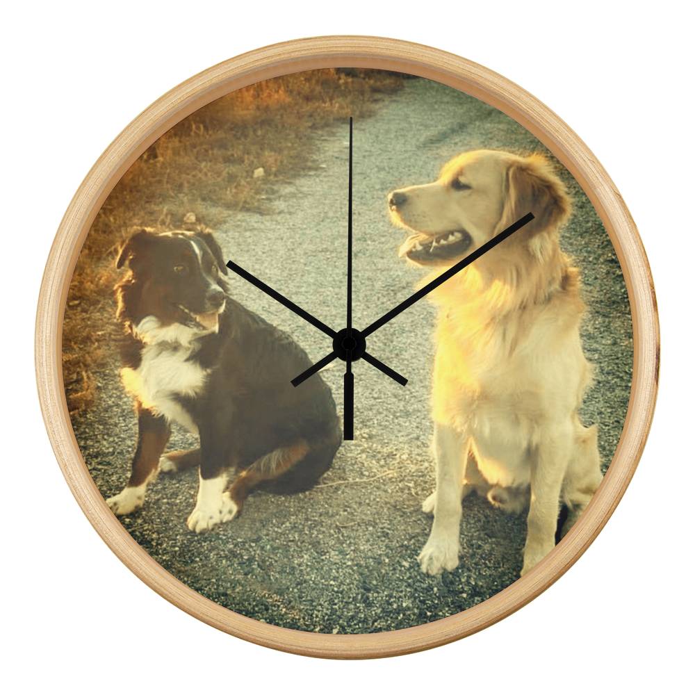 Wall Clock, Color Rimmed,  Clock Face, Doggies Picture